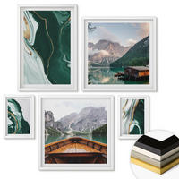 WANDBILDER 5er-Set - 50x50 cm & 20x30 cm & 40x60 cm Weißer Rahmen - Abstrakte Muster von Sukkulentenblättern - Weiß, Kunststoff (40/60cm) - ArtPrintCave