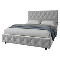 POLSTERBETT 140/200 cm in Grau Samt mit Bettkasten, hydraulischem Doppelhub-System und Lattenrost - Grau, Holzwerkstoff/Textil (140/200cm) - CHICFURN