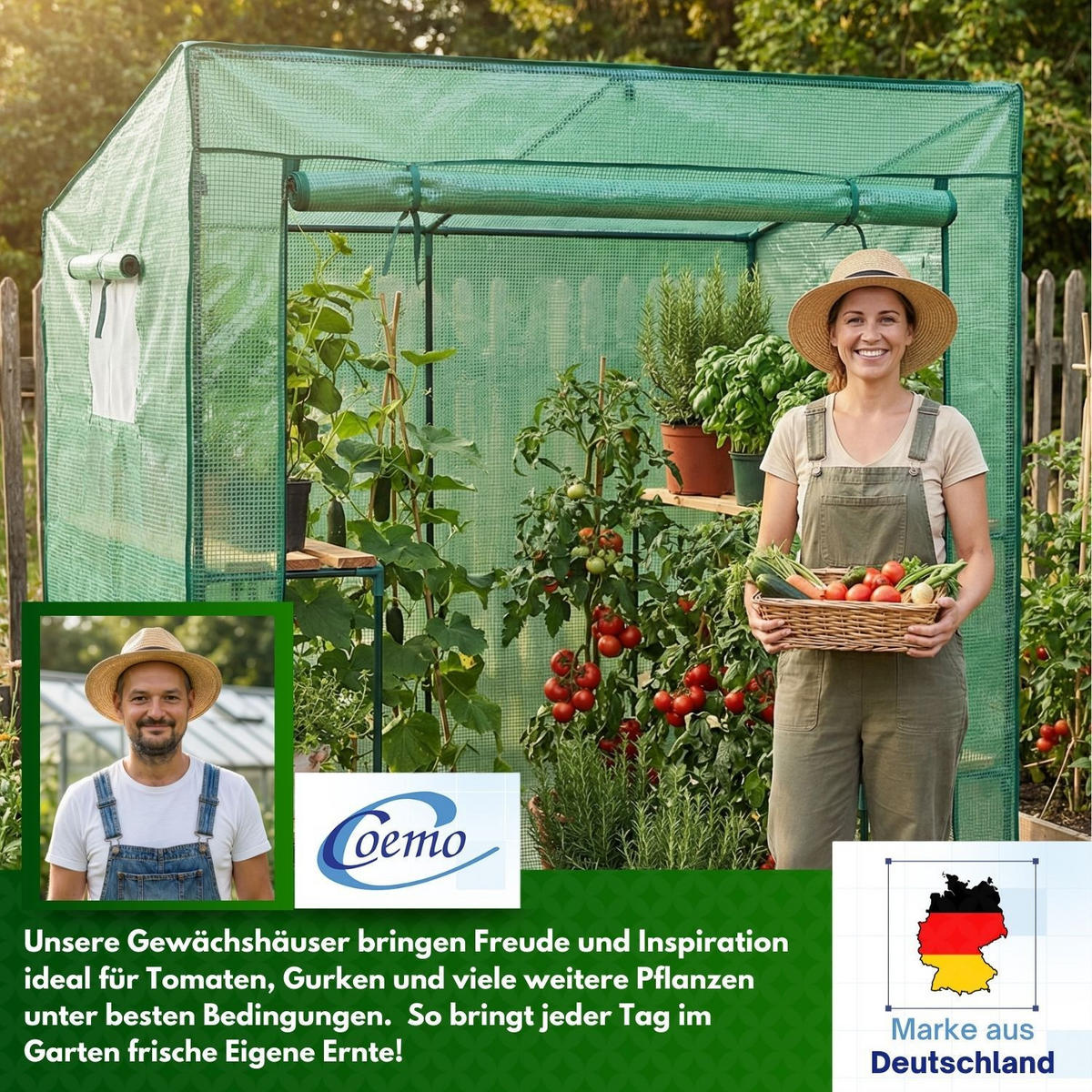 GEWÄCHSHAUS für Tomaten 200/80/170 cm - Grün, Kunststoff (80/170/200cm) - Coemo