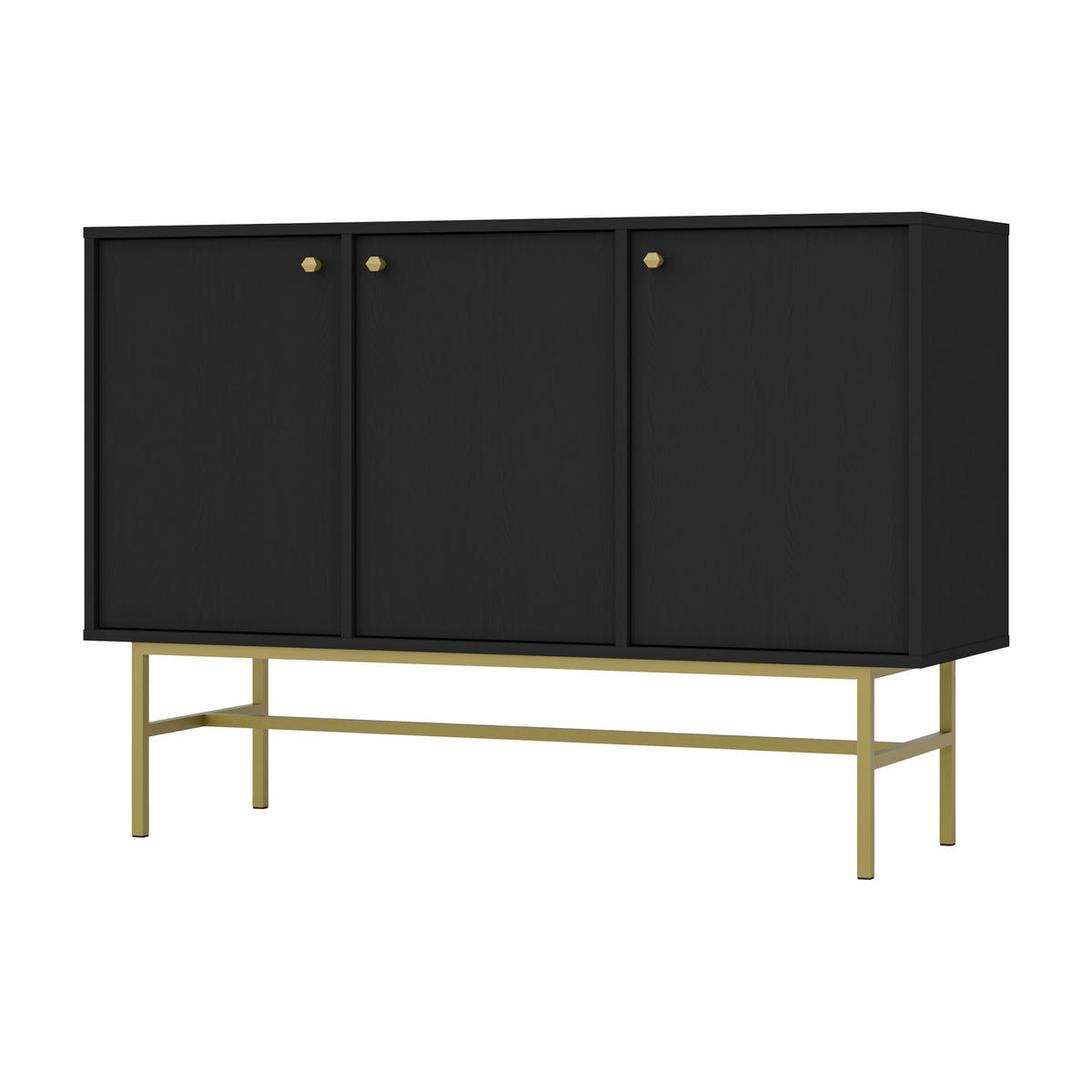 KOMMODE TORINO 125/86/41 cm mit 3 Türen Graphitfarben - Graphitfarben, Holzwerkstoff (125/86/41cm) - MASSENO