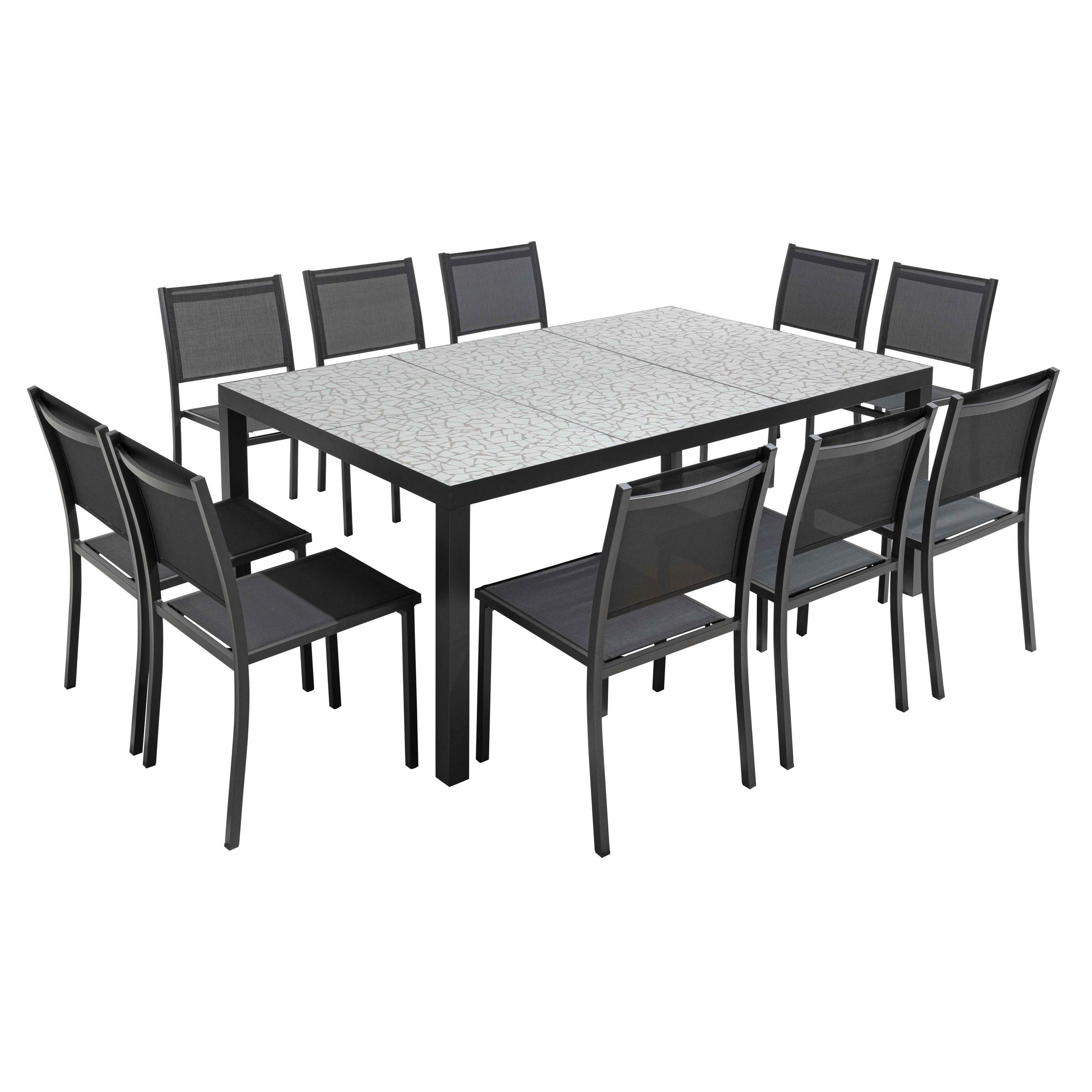 GARTENSET 11-tlg, Grau - Grau, Metall - Oviala