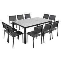 GARTENSET 11-tlg, Grau - Grau, Metall - Oviala