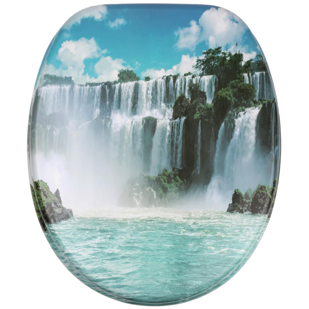 WC-SITZ mit Absenkautomatik Wasserfall - Blau, Holzwerkstoff (38/6/47cm) - Sanilo