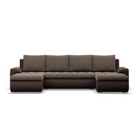 U-SOFA MIT SCHLAFFUNKTION FORESTA, Braun + Braun - Braun, Textil (302/89/159cm)