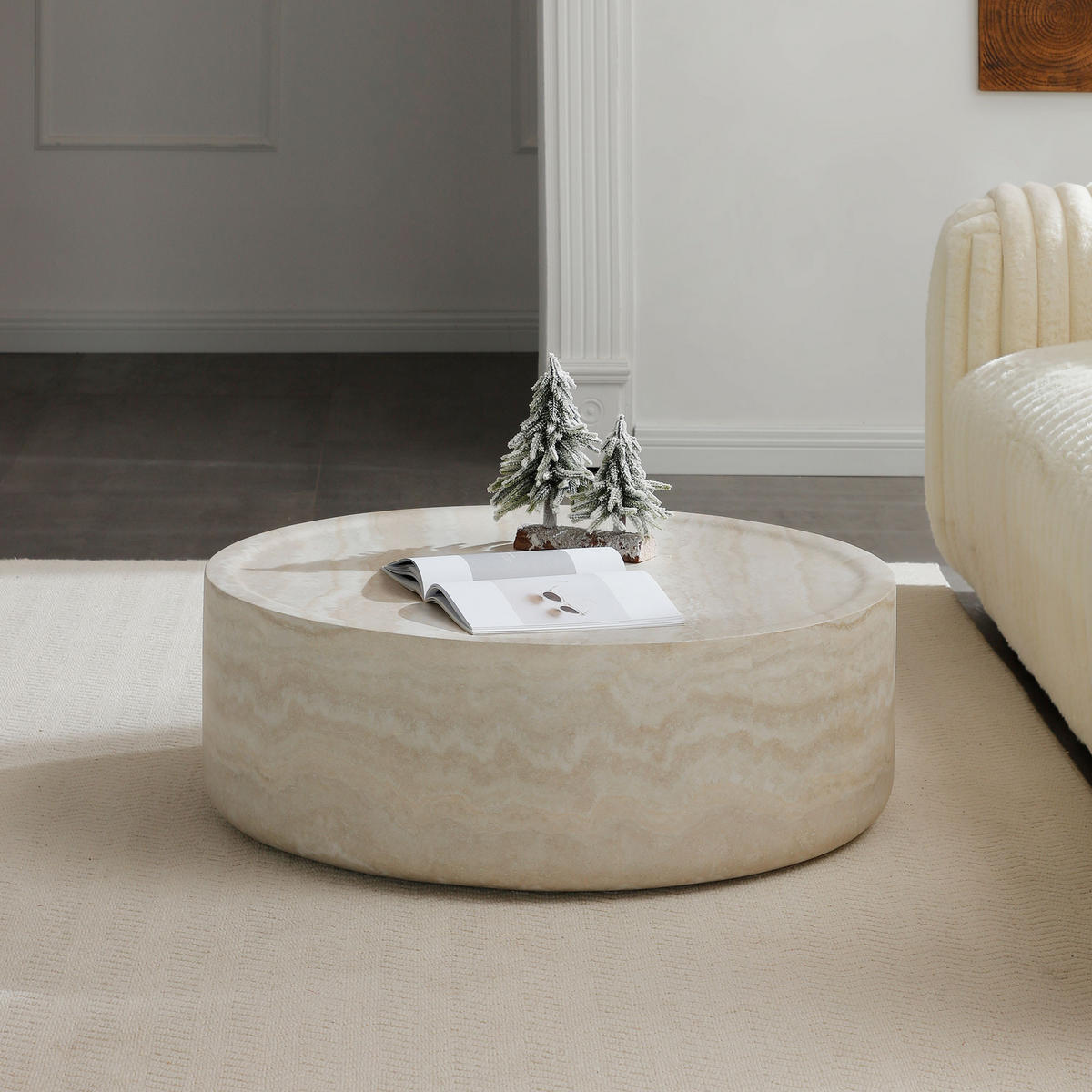 RUNDER BEISTELLTISCH Cremeweiß - Beige, Holzwerkstoff (80/80/30.5cm)