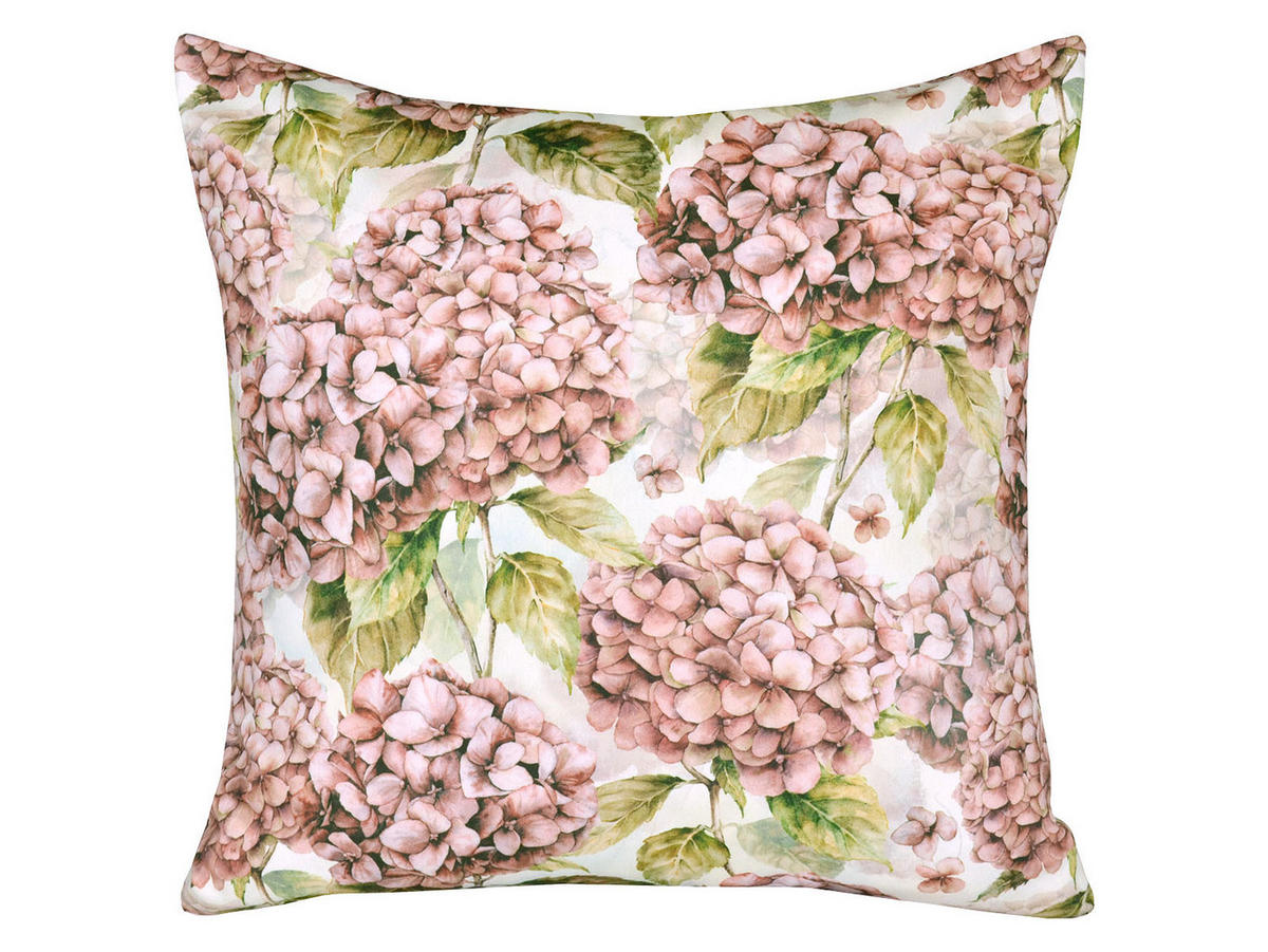 KISSENHÜLLE Landlust-Hortensie burgundy-rose 50/50 cm - Hellrosa/Dunkelrosa, Textil (50/50cm) - beties Heimtextil