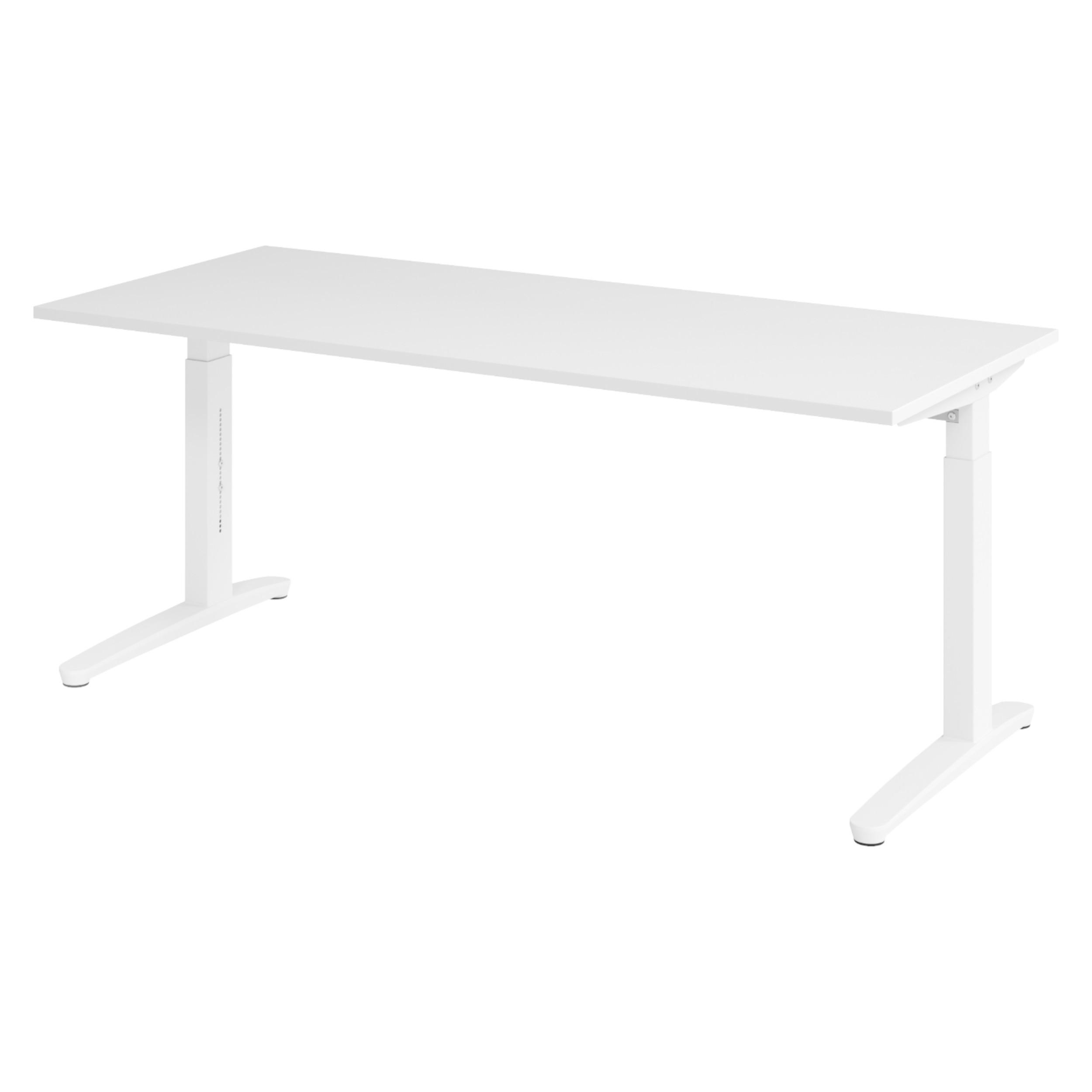 SCHREIBTISCH Serie-XB 80/180/74 cm in Weiß/Weiß - Weiß, Holzwerkstoff (80/180/74cm) - bümö