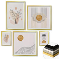 WANDBILDER 5er Set - 50x50 cm & 20x30 cm & 40x60 cm Goldrahmen - Berge, Wasserfälle, Vögel, Blumen - Goldfarben, Kunststoff (40/60cm) - ArtPrintCave
