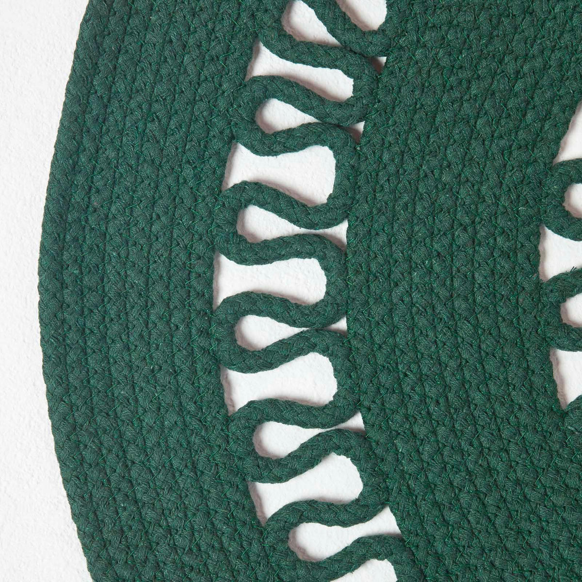 TEPPICH geflochten rund mit Häkel-Muster 90 cm - Dunkelgrün, Textil (90/90cm) - Homescapes