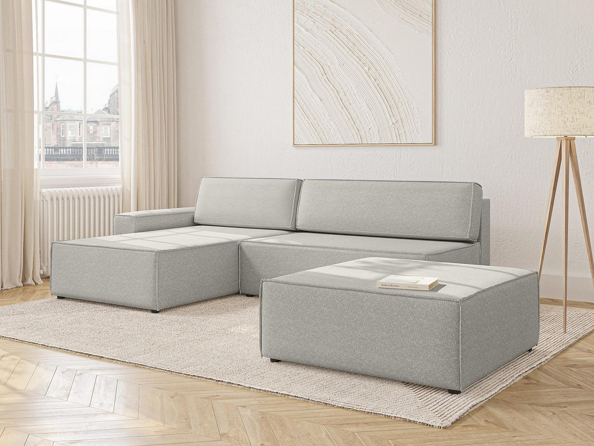 ECKSOFA Lummo La mit Schlaffunktion, Grau - Grau, Textil (363/185cm) - Fedve