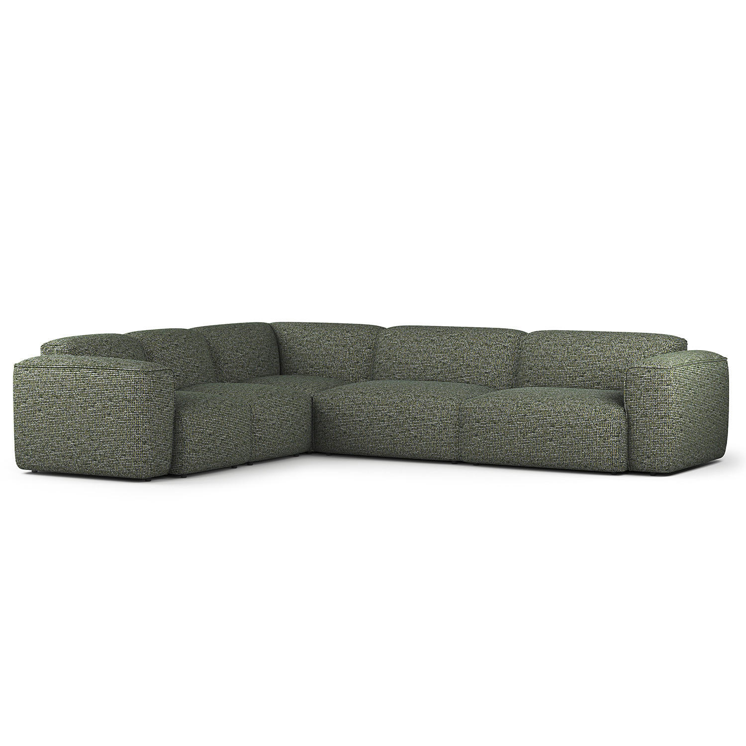 ECKSOFA mit Rundecke - Schwarz/Grün, Kunststoff/Textil (325/260cm) - home24