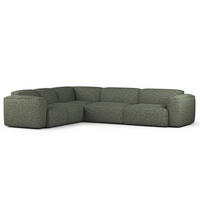 ECKSOFA mit Rundecke - Schwarz/Grün, Kunststoff/Textil (325/260cm) - home24