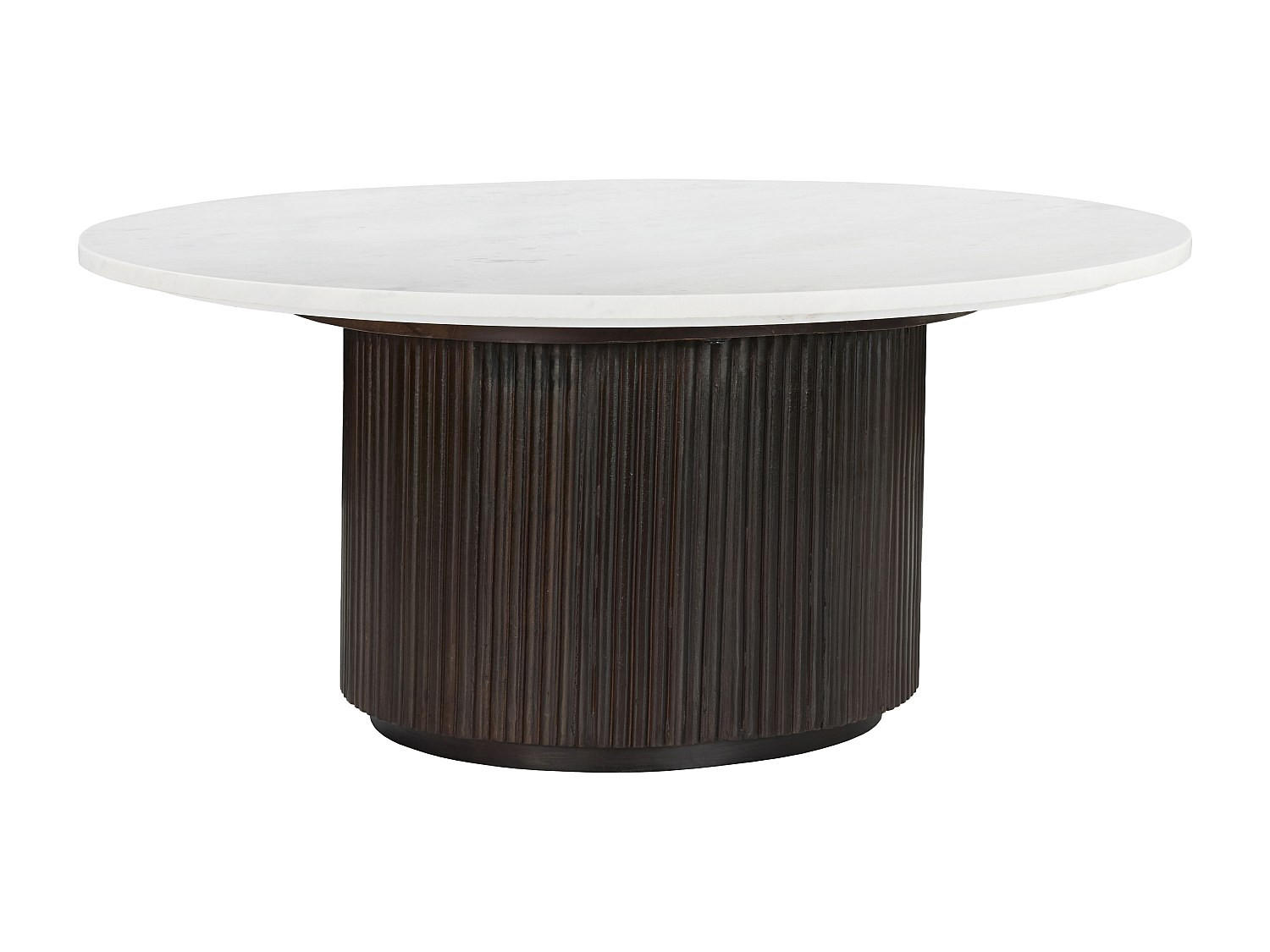 COUCHTISCH - 90 cm x 90 cm - Marmor - Weiß ASKAM - Weiß, Stein (90/90/39.5cm) - Vente-Unique