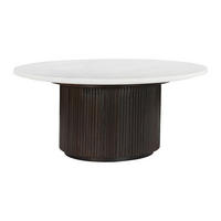 COUCHTISCH - 90 cm x 90 cm - Marmor - Weiß ASKAM - Weiß, Stein (90/90/39.5cm) - Vente-Unique