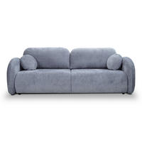 BETTSOFA CIMA Blau Chenille-Stoff mit Schlaffunktion - Blau, Holz (234/86/111cm) - MASSENO