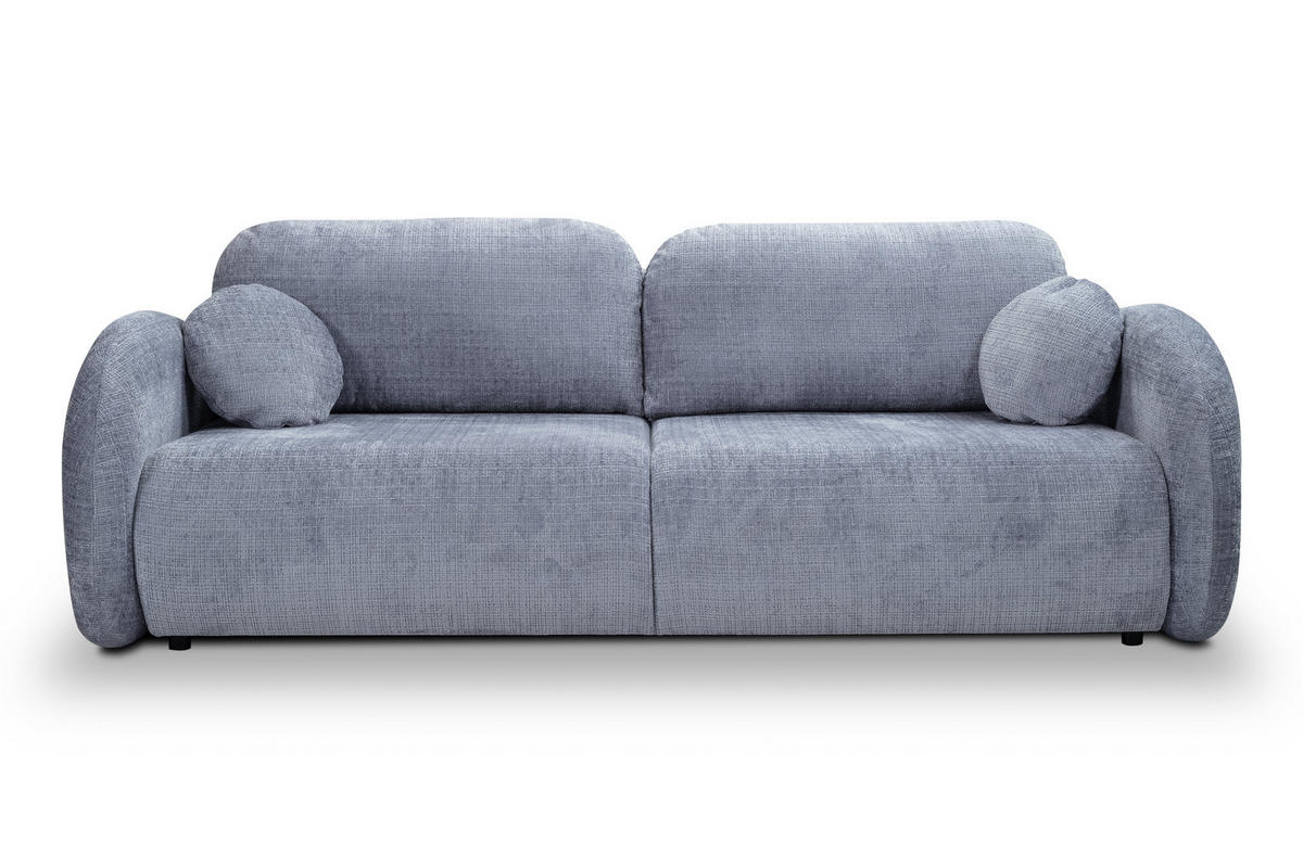 BETTSOFA CIMA Blau Chenille-Stoff mit Schlaffunktion - Blau, Holz (234/86/111cm) - MASSENO