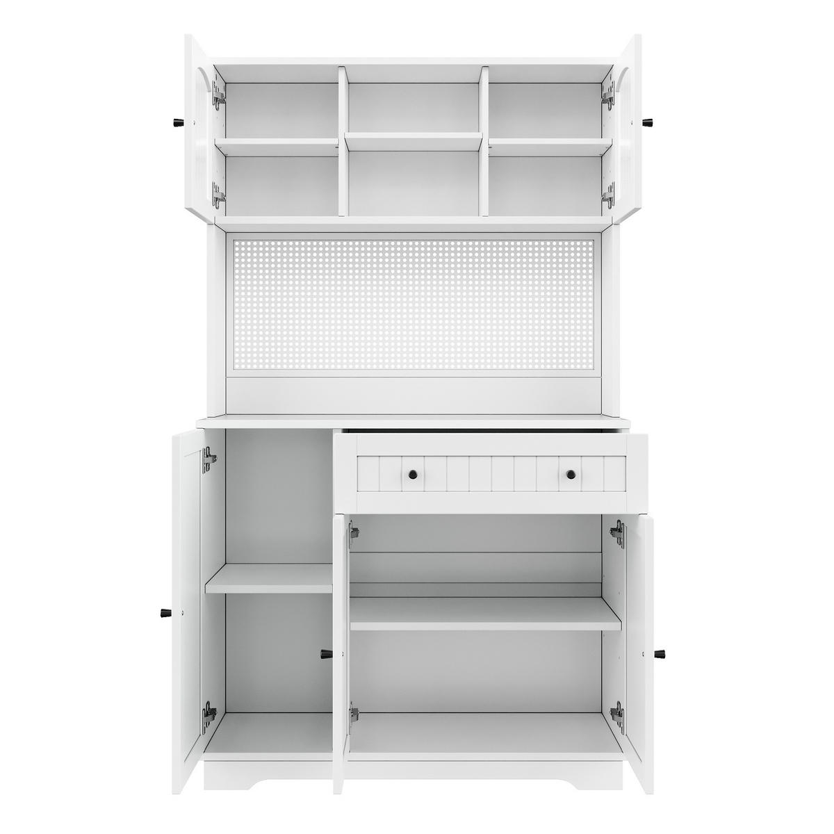 VITRINE 103.5x40x180cm Weiß mit verstellbaren Böden - Weiß, Holzwerkstoff (103.5/180/40cm) - FLIEKS