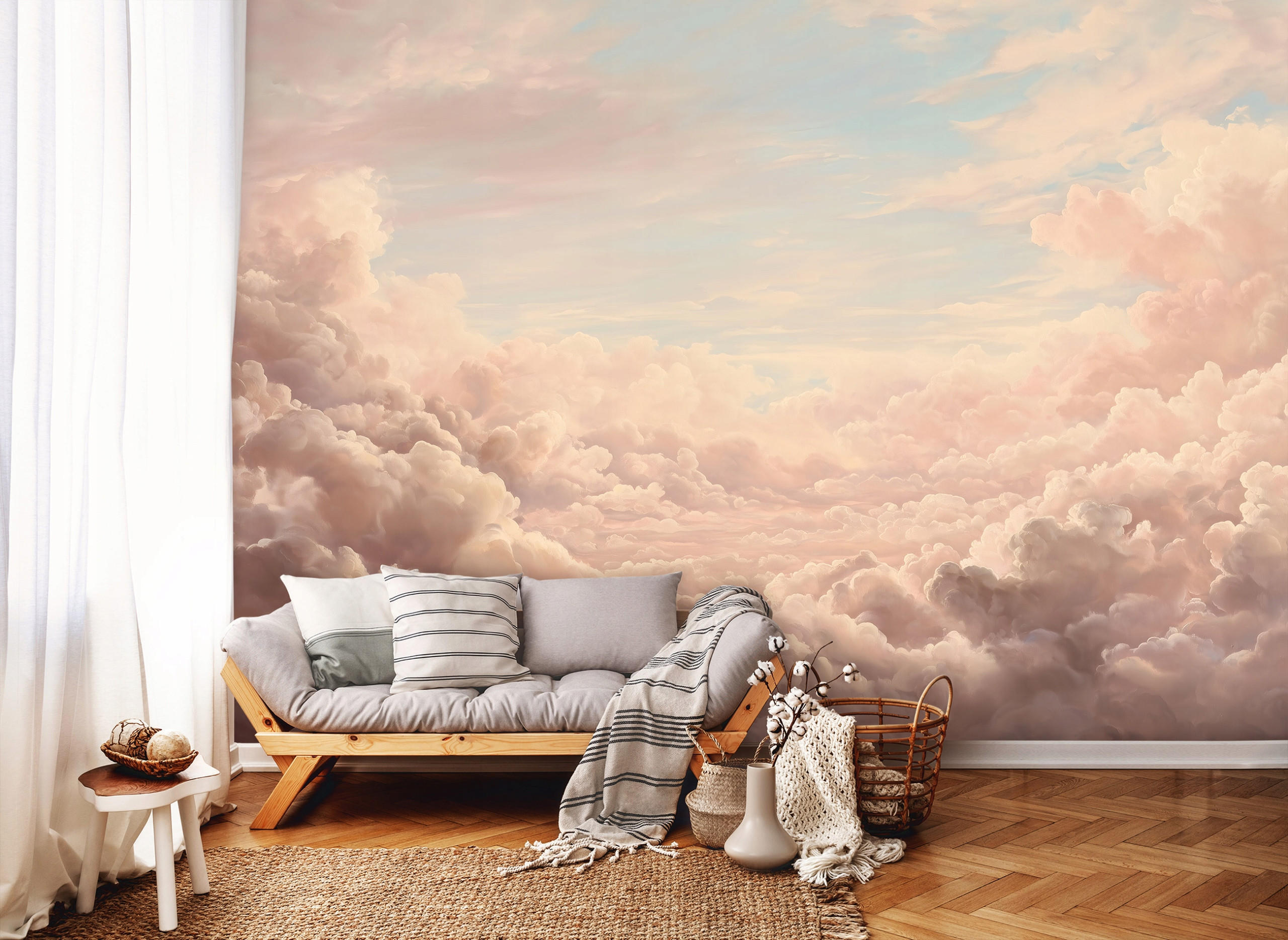 FOTOTAPETE Wolken Himmel Rosa 150x105 cm - Multicolor, Papier (150/105cm) - Wallarena