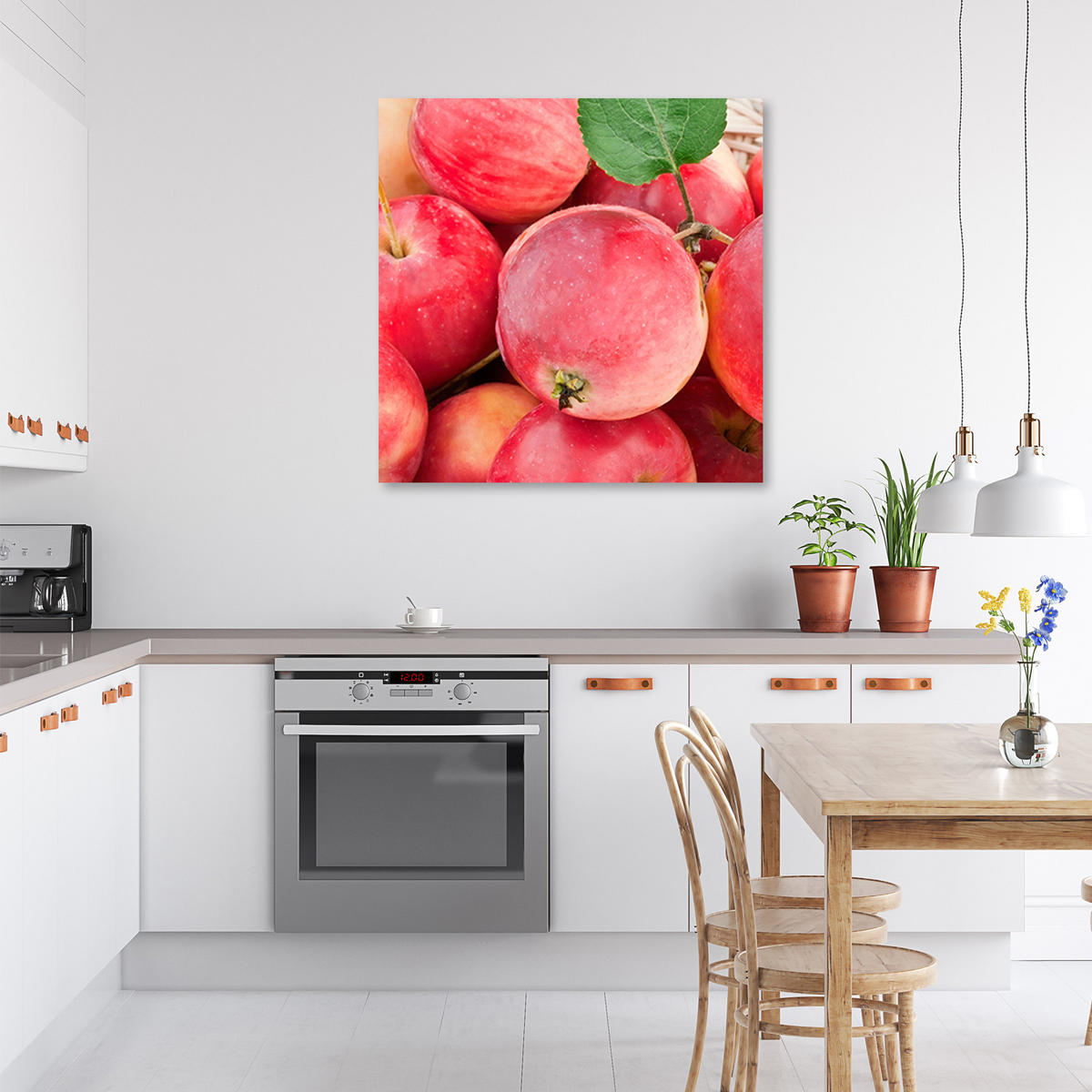 WANDBILD makro apple obst - Pink, Textil (50/50cm) - Feeby
