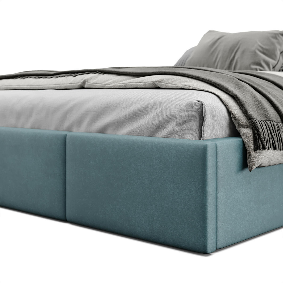 POLSTERBETT für Schlafzimmer Bett mit Stauraum Meerfarbe 180x200cm - Blau, Holzwerkstoff/Textil (180/200cm) - Muralo