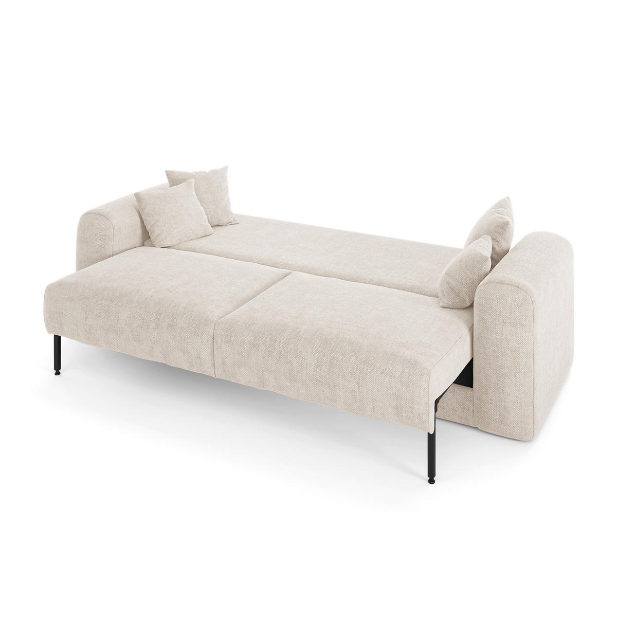 SCHLAFSOFA mit Stauraum in Nussbaum RIO Köpergewebe Creme 250cm - Creme, Textil (250/90/95cm) - Sia Home