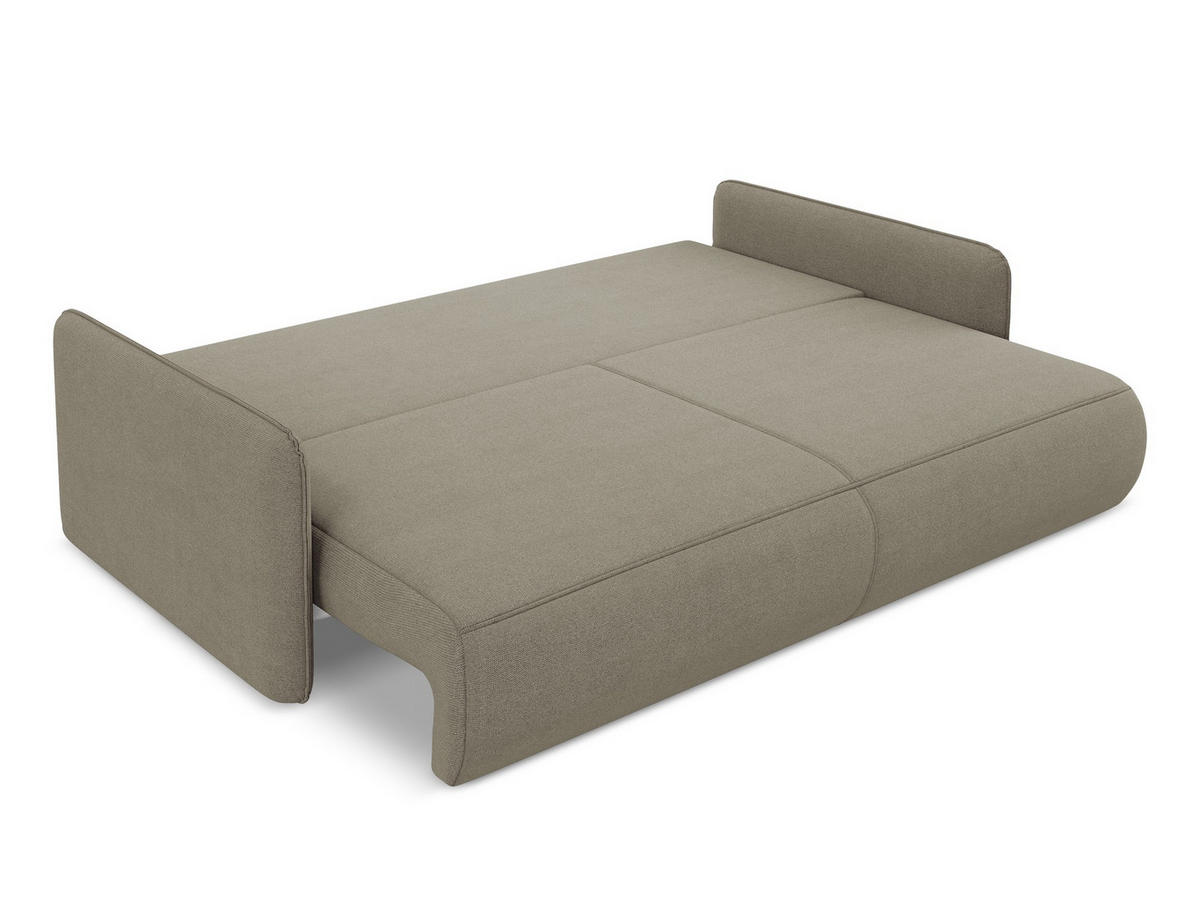 3-SITZER SOFA mit Schlaffunktion Strukturstoff Stoff Beige - Beige/Schwarz, Kunststoff/Textil (216/86/105cm) - Makamii