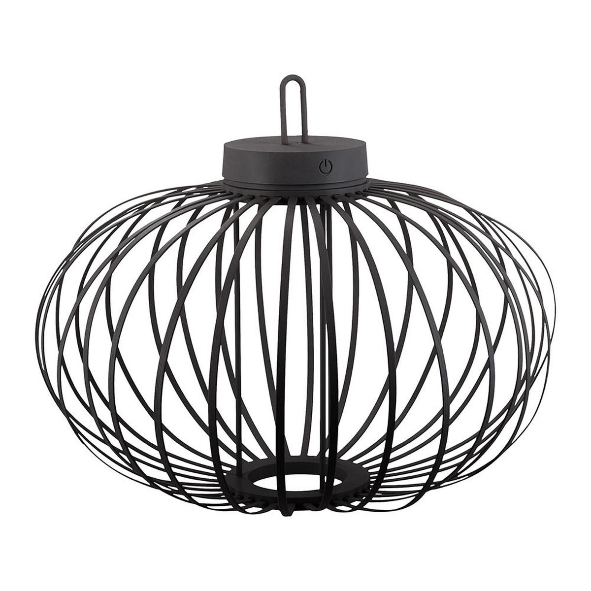 LED AKKU-PENDEL-/TISCHLAMPE GABBIA Bambus schwarz 2er Set - Schwarz, Holz (46/46/37.5cm)