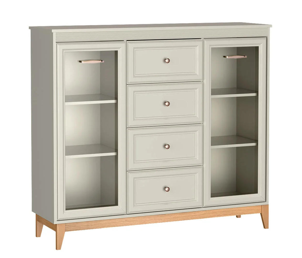 VITRINESCHRANK WINDSOR W-7 - Kaschmir, Holzwerkstoff (142/126/41cm) - Meblini