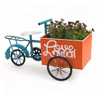 BLUMENFAHRRAD für Garten Metall Stehend Blau Orange - Blau, Metall (46/24.5/21cm) - DanDiBo