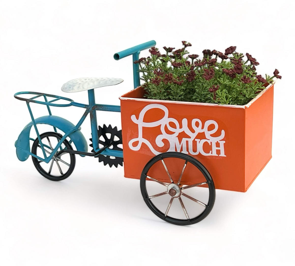 BLUMENFAHRRAD für Garten Metall Stehend Blau Orange - Blau, Metall (46/24.5/21cm) - DanDiBo