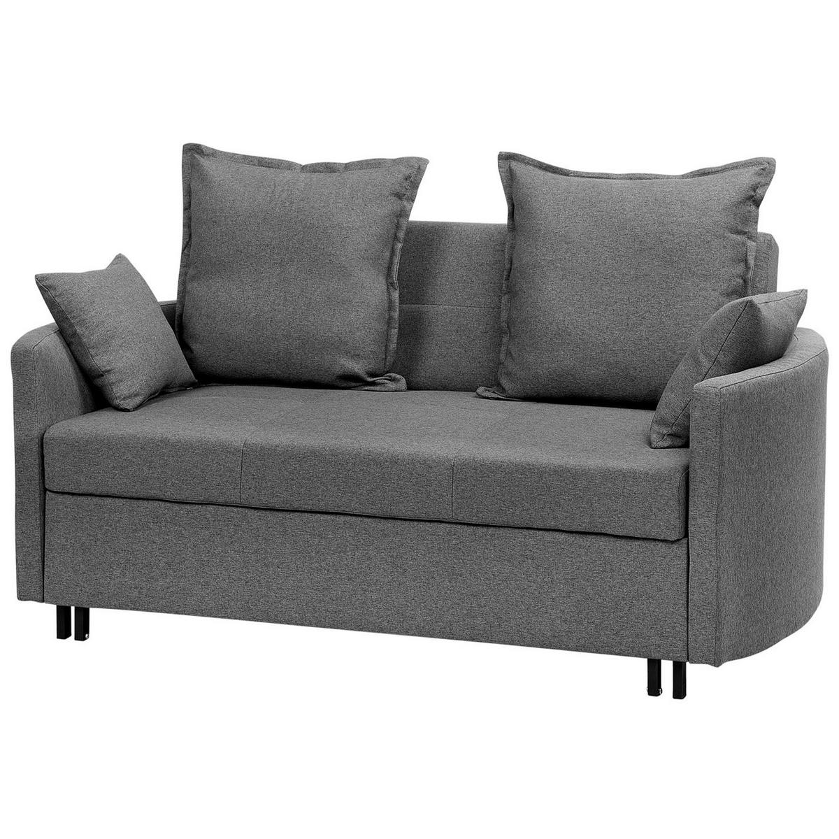 2-SITZER-SCHLAFSOFA Polsterbezug Grau Hovin - Grau, Textil (166/84/92cm) - Beliani