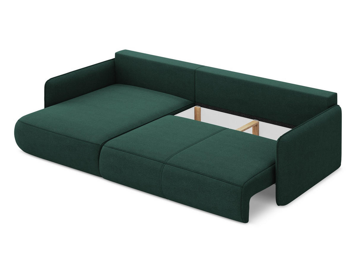 ECKSOFA mit Schlaffunktion Strukturstoff Stoff Grün - Dunkelgrün/Schwarz, Kunststoff/Textil (148/240cm) - Makamii