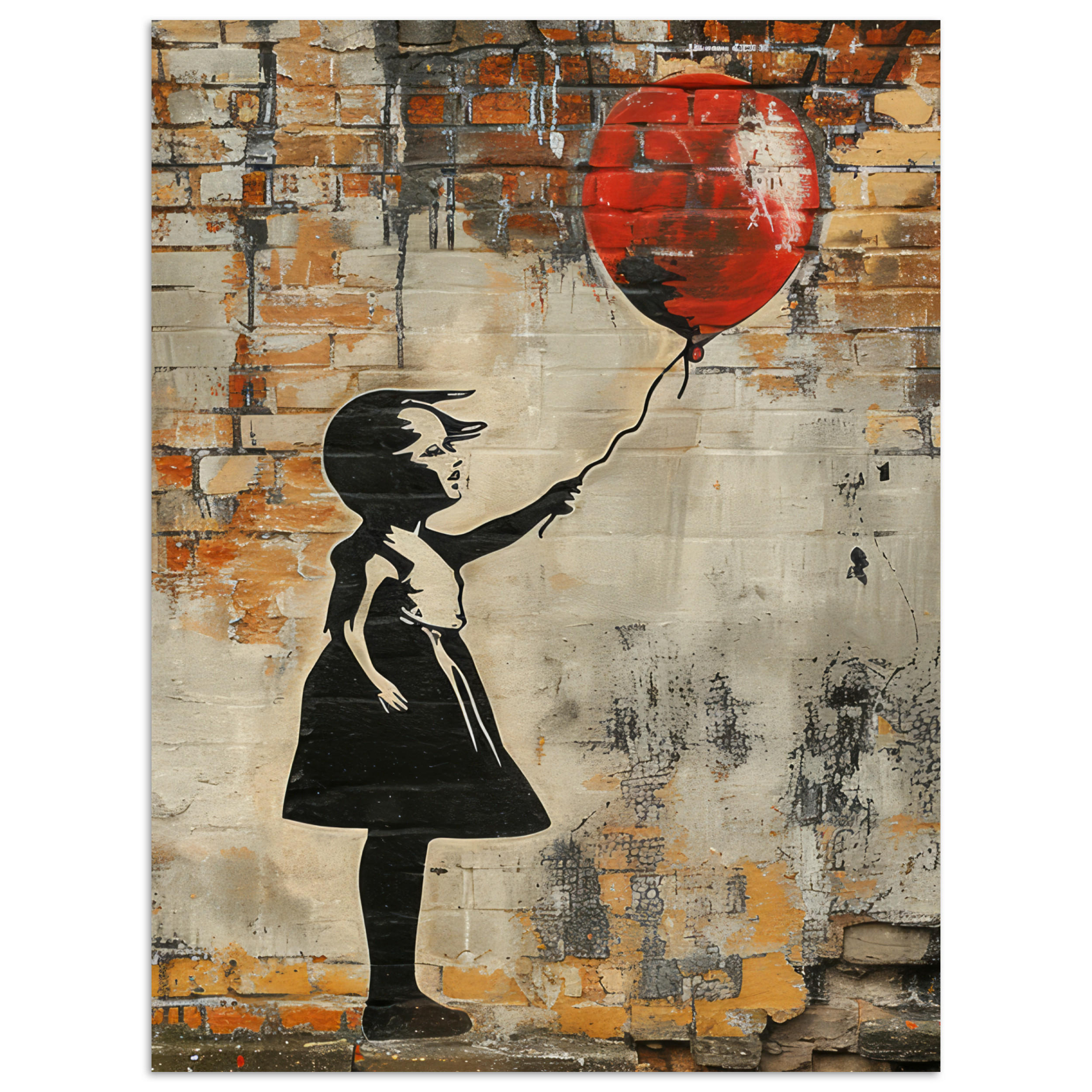POSTER Graffiti - Banksy - Mädchen - Straßenkunst 30x40 cm - Sandfarben, Papier (30/40/0.1cm) - MuchoWow