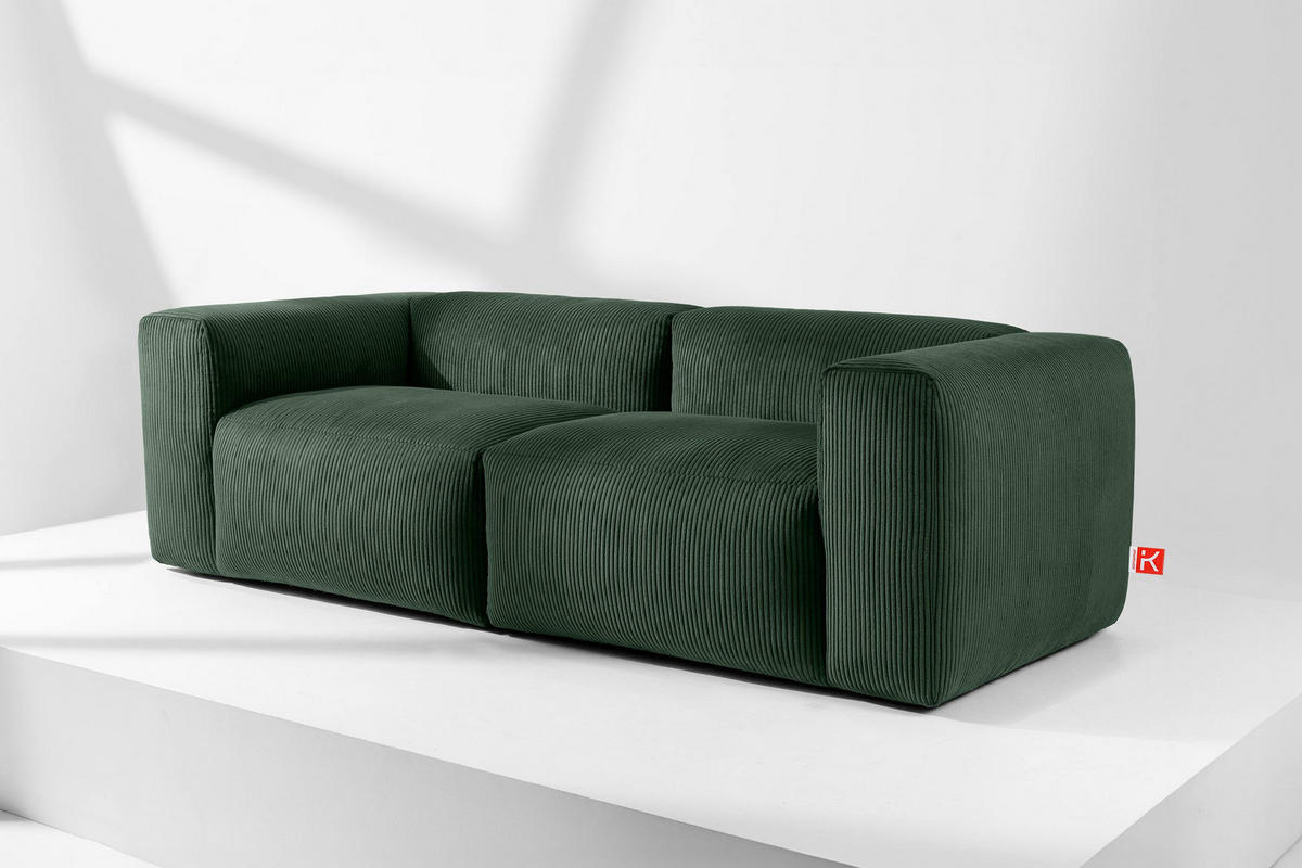 2,5-SITZER-MODULSOFA BUFFO mit extrem weicher und bequemer Sitzfläche, Kordstoff, dunkelgrün - Dunkelgrün, Textil (250/73/96cm) - KONSIMO®