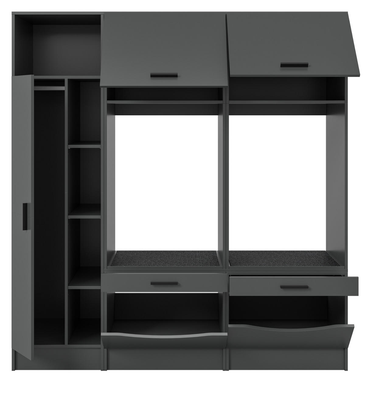 WASCHMASCHINENSCHRANK grau Set 3-teilig 182 x 195 cm, Waschmaschinenumbau mit viel Stauraum - Schwarz/Grau, Holzwerkstoff/Kunststoff (182/195/68cm) - Inn.Furn