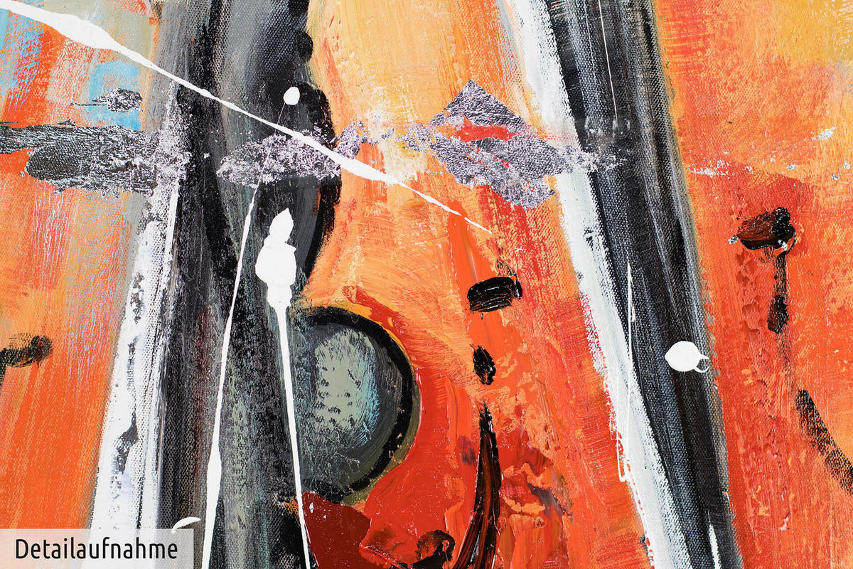 ACRYLBILD HANDGEMALT 120/80 cm - Orange/Grau, Holz/Textil (2/80cm) - KUNSTLOFT