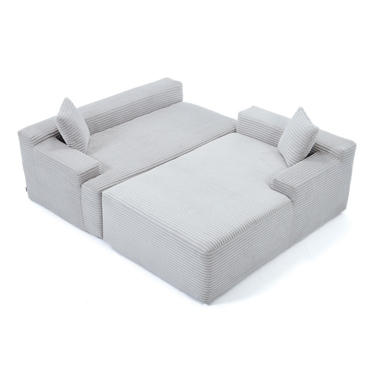 SOFA Coredo hellgrau Cord - Hellgrau, Textil (250/155cm) - Juskys