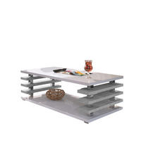 COUCHTISCH rechteckig Weiß Hochglanz - Beton Ablage 120/40/60 cm - Weiß Hochglanz/Hellgrau, Holzwerkstoff (60/120/40cm) - designimpex