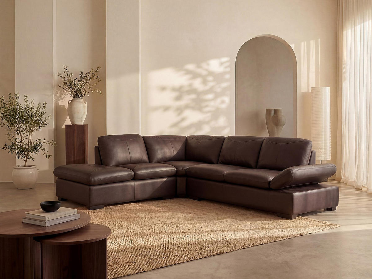 SOFA - 5 Personen - leder - schokoladenbraun Onyx - Braun, Leder (268/79/231cm) - Vente-Unique