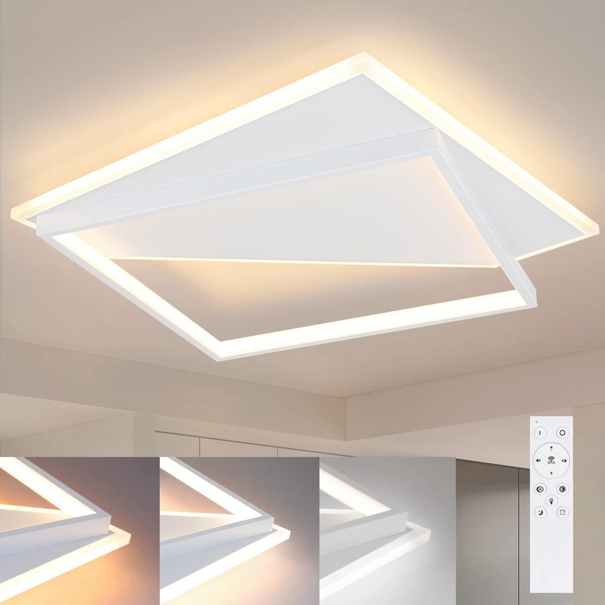 LED-DECKENLEUCHTE Eisenschlag 48.0/6.0/48.0 cm - Weiß, Metall (48/48/6cm) - ZMH