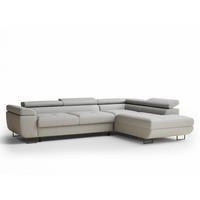 ECKSOFA MIT SCHLAFFUNKTION Concord Hellgrau Webstoff - Hellgrau/Schwarz, Holz/Holzwerkstoff (277/203cm) - Maison de Reve