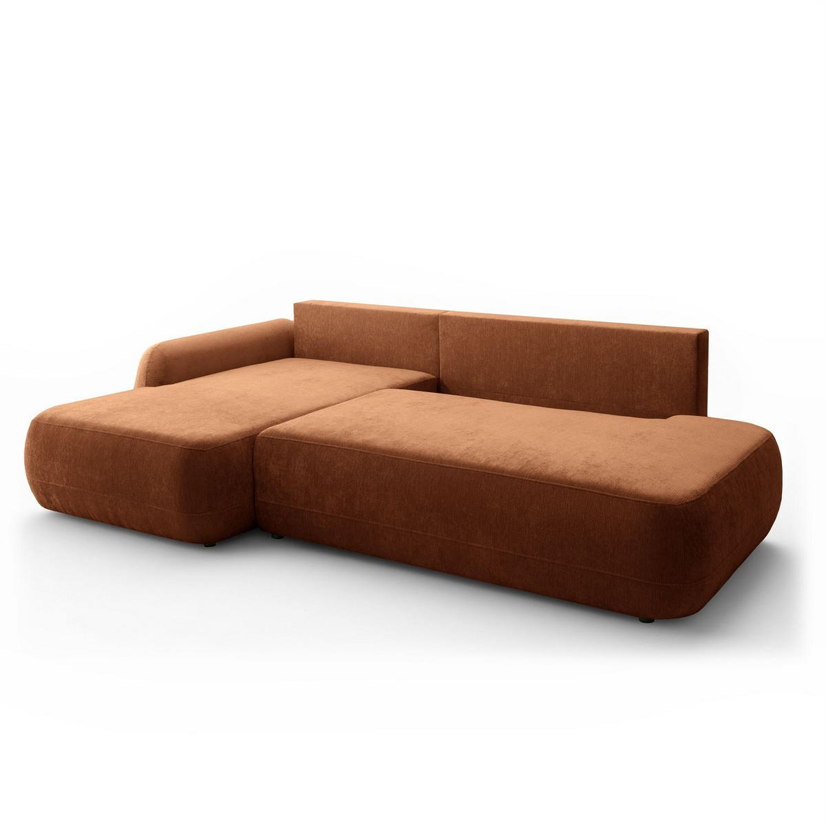 ECKSOFA GOYA mit Schlaffunktion und Bettkasten, Linke, Perfect Harmony 52 - Rotbraun, Textil (184/302cm) - Lookway