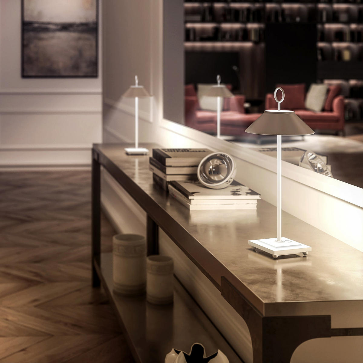 MARAIS Kabellose Tischleuchte H29CM - Weiß, Metall (15/15/34cm) - Lumisky