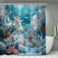 DUSCHVORHANG 180 x 180 cm Polyester wasserdicht schimmelresistent maschinenwaschbar mit Haken Badezimmer - Blau, Textil (180/180cm) - MCBOSON