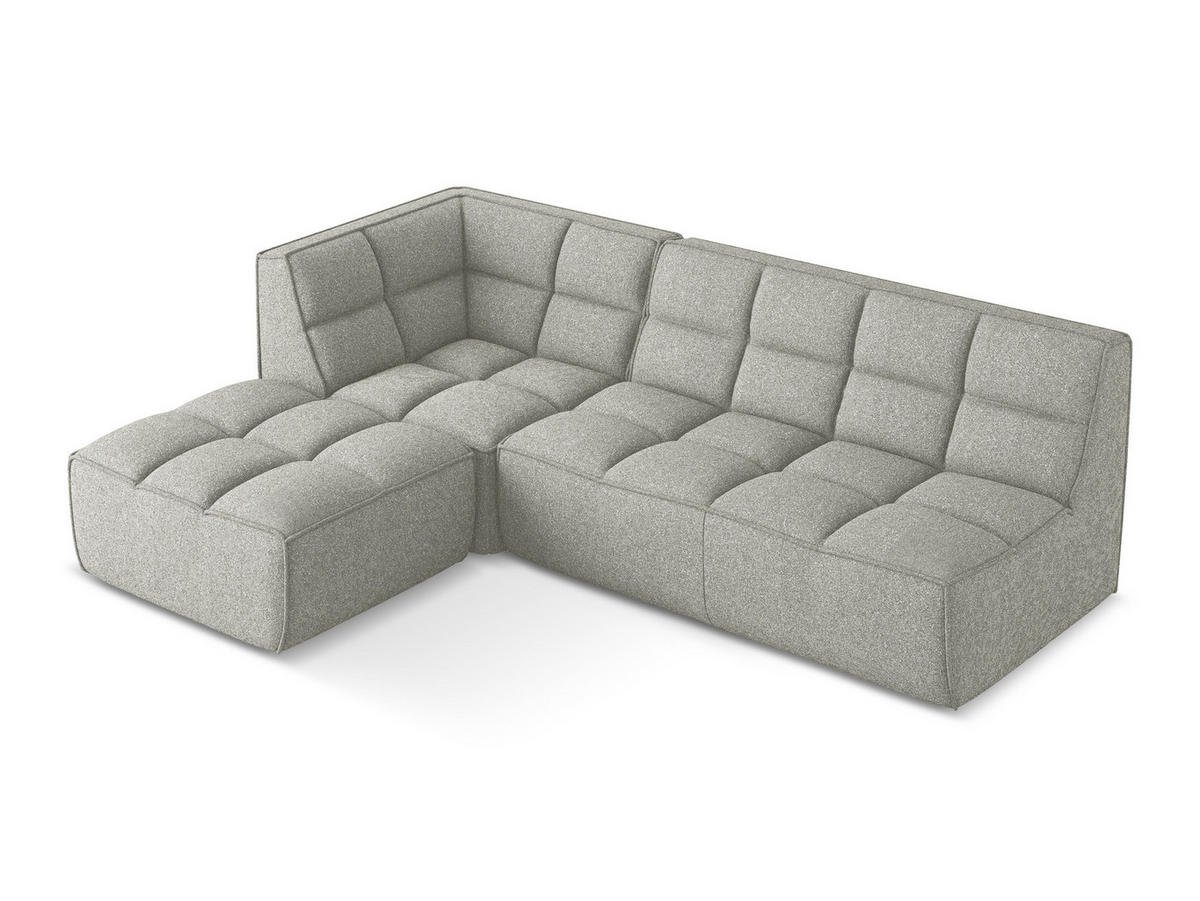 ECKSOFA Beidseitig Strukturstoff Stoff Grau - Hellgrau/Schwarz, Kunststoff/Textil (258/178cm) - Makamii