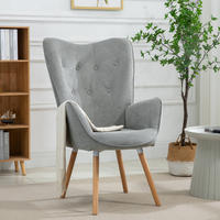 SESSEL, skandinavisch, Stoffbezug in Grau, gepolstert, Beine aus Massivholz - Hellgrau, Holz/Textil (66/106/53cm) - Meubles Cosy