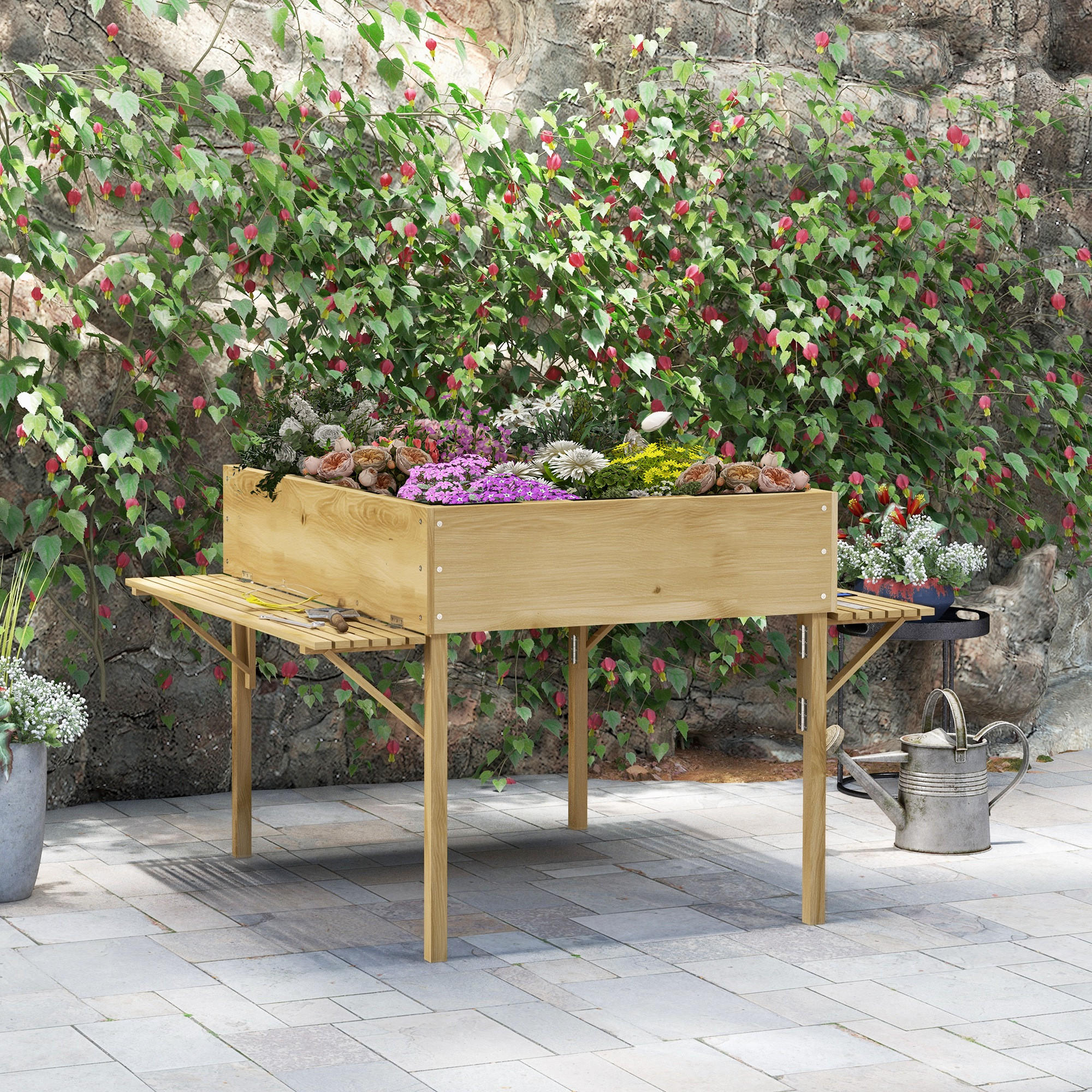 HOCHBEET, Naturholz, Tannenholz - Naturfarben, Holz (91.5/89/122cm) - Outsunny