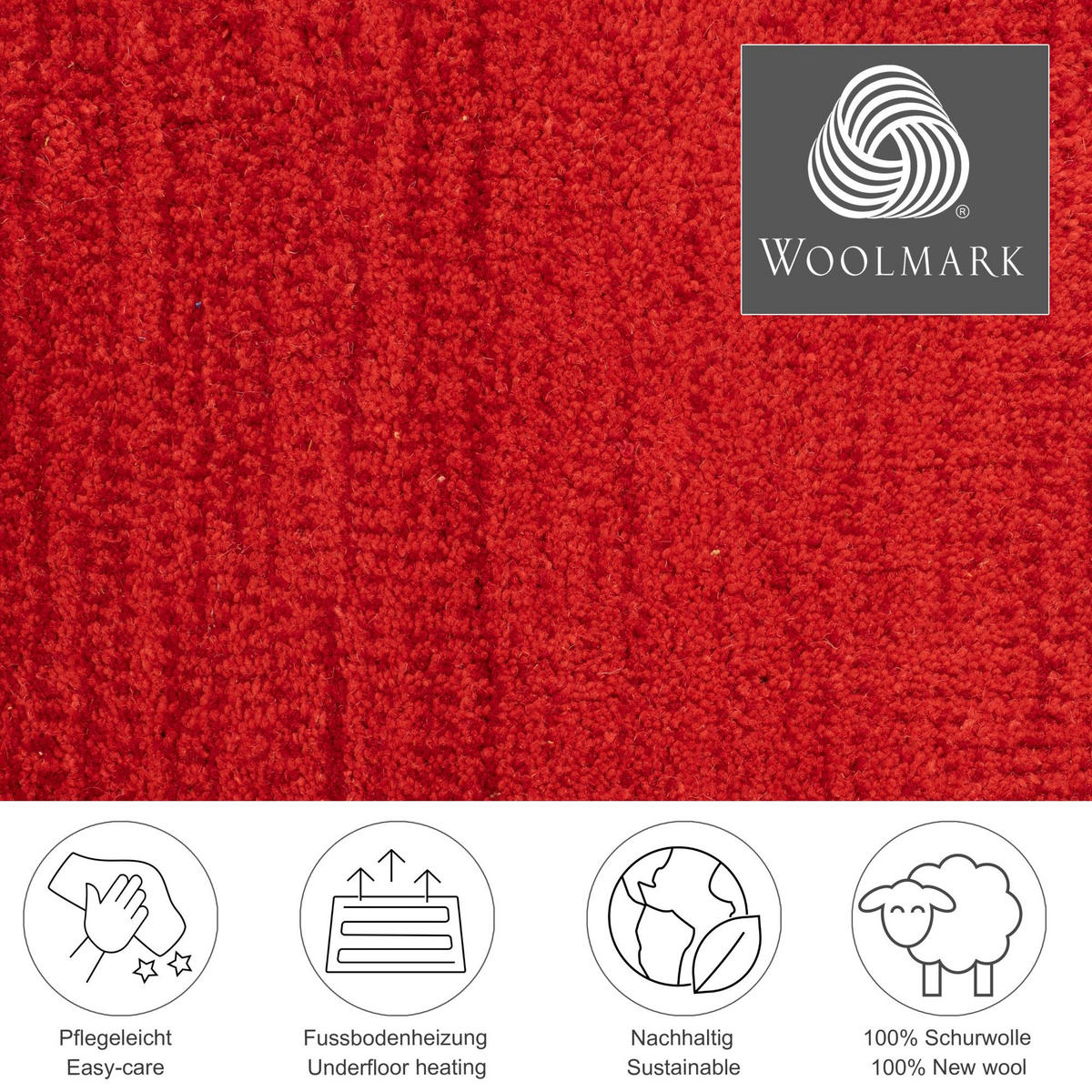 TUFTTEPPICH Wool Comfort 160x230 cm - Rot, Textil (160/230cm) - THEKO
