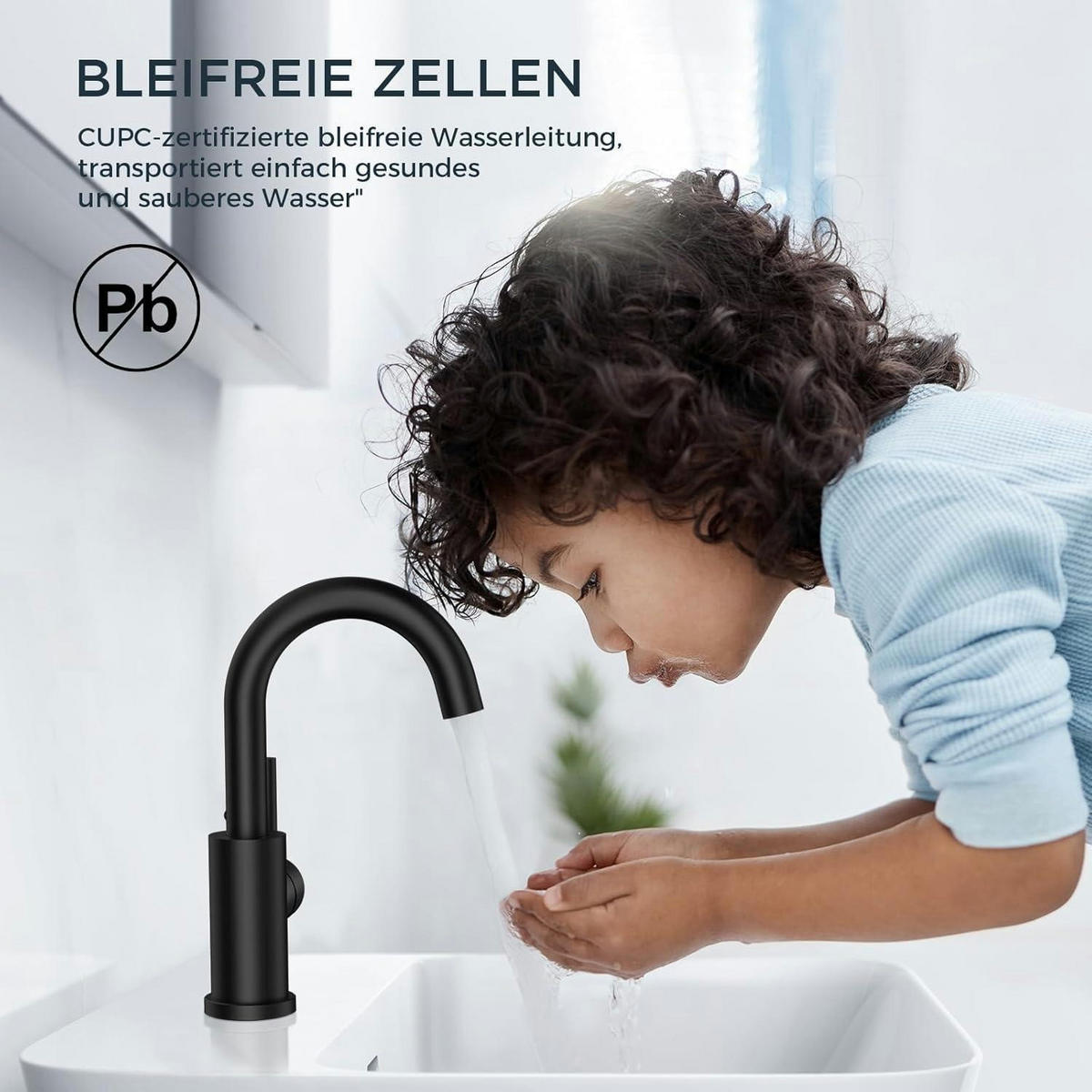 WASCHTISCHARMATUR Schwarz 360° drehbar mit Einhandgriff - Schwarz, Metall (6.9/12.7/25cm)