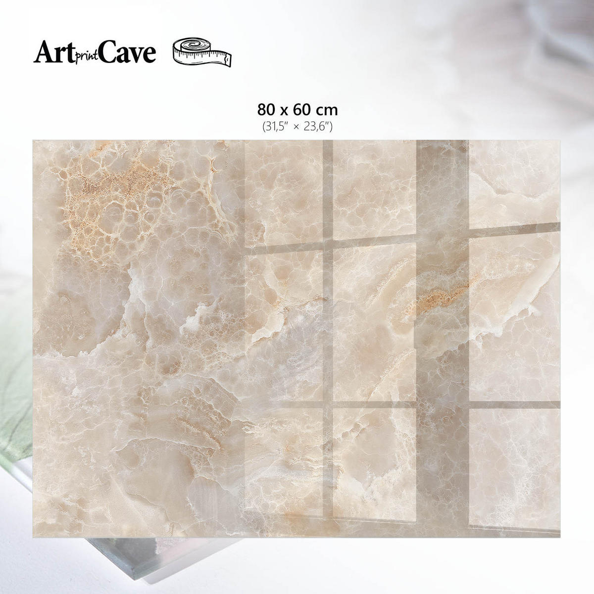GLASPLATTE 80x60 cm – Marmorstruktur - Grau, Glas (0.4/80/60cm) - ArtPrintCave